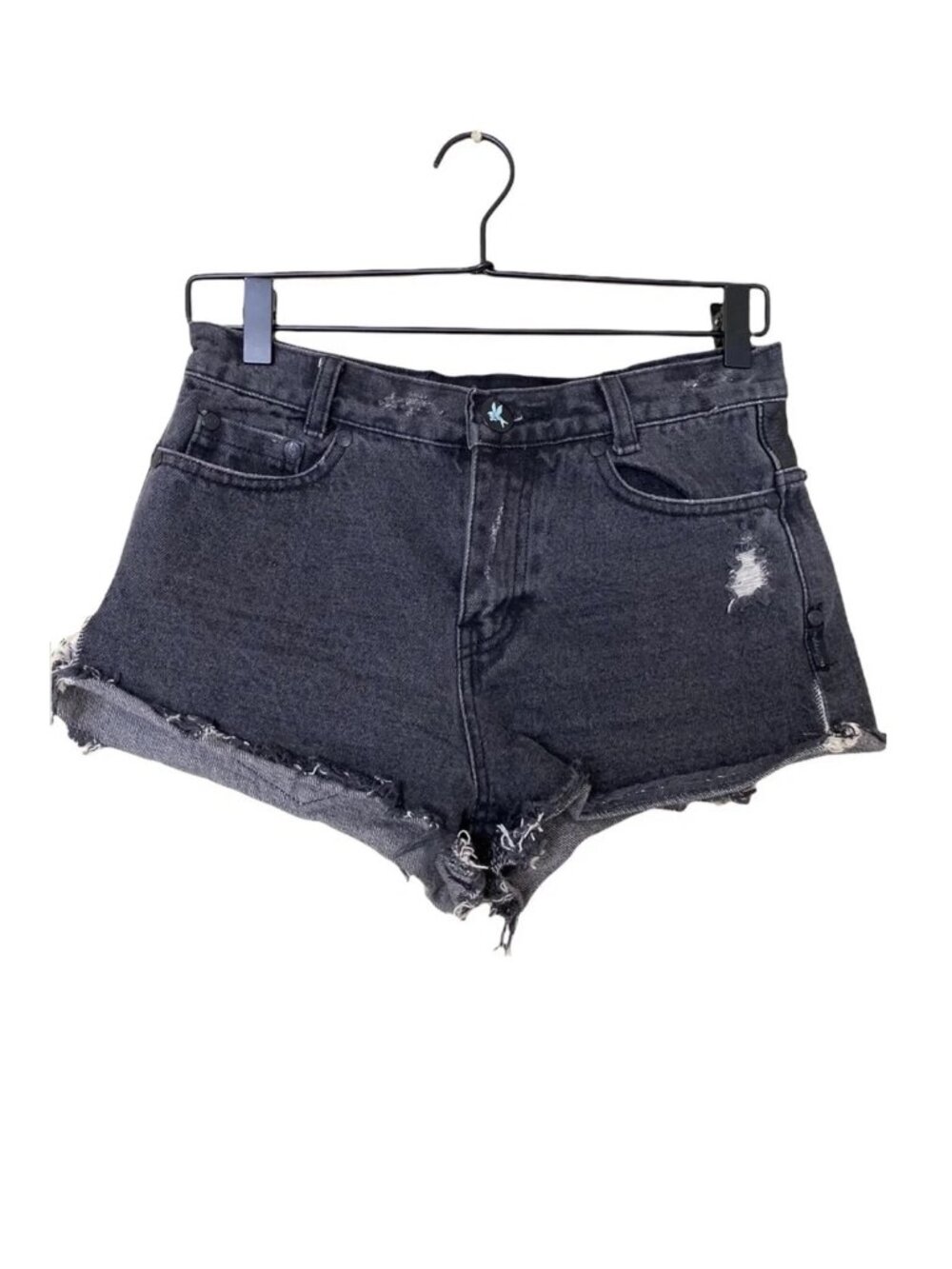 One Teaspoon Black Leather Accent Shorts
